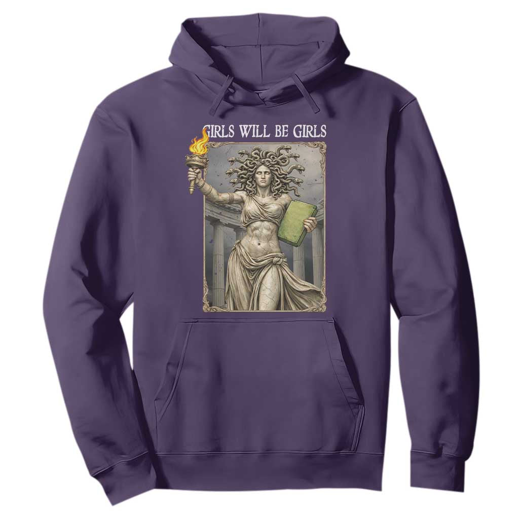 Funny Feminist Medusa Statue Of Liberty Hoodie Girls Will Be Girls TS12 Purple Print Your Wear