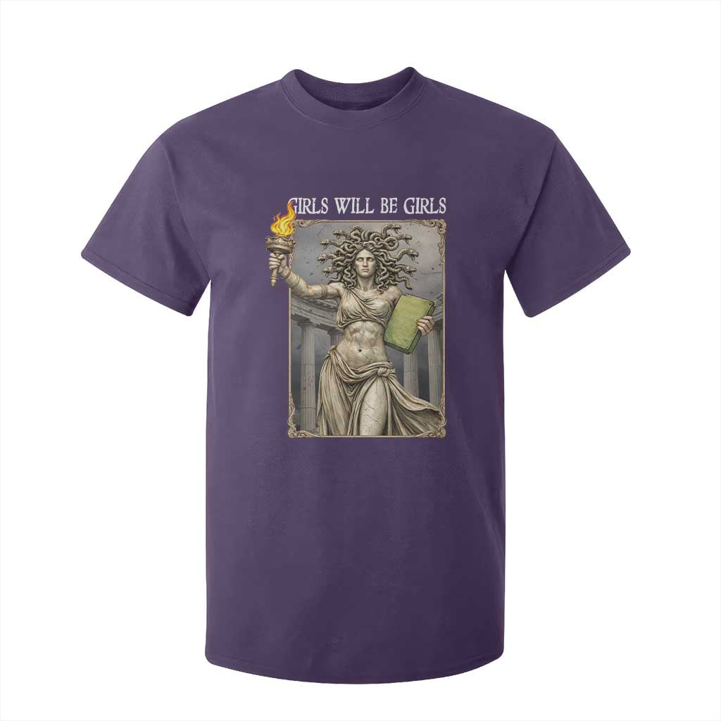 Funny Feminist Medusa Statue Of Liberty T Shirt For Kid Girls Will Be Girls TS12 Purple Print Your Wear