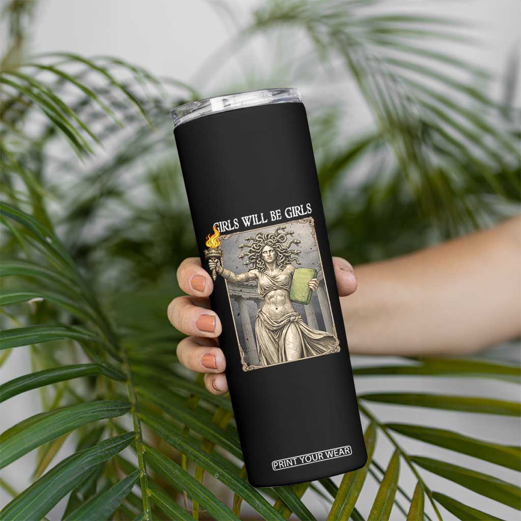 Funny Feminist Medusa Statue Of Liberty Skinny Tumbler Girls Will Be Girls TS12 Print Your Wear