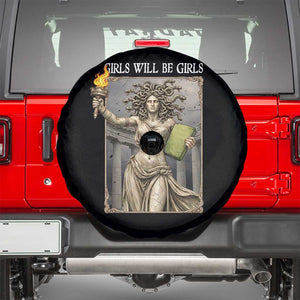 Funny Feminist Medusa Statue Of Liberty Spare Tire Cover Girls Will Be Girls TS12 Black Print Your Wear