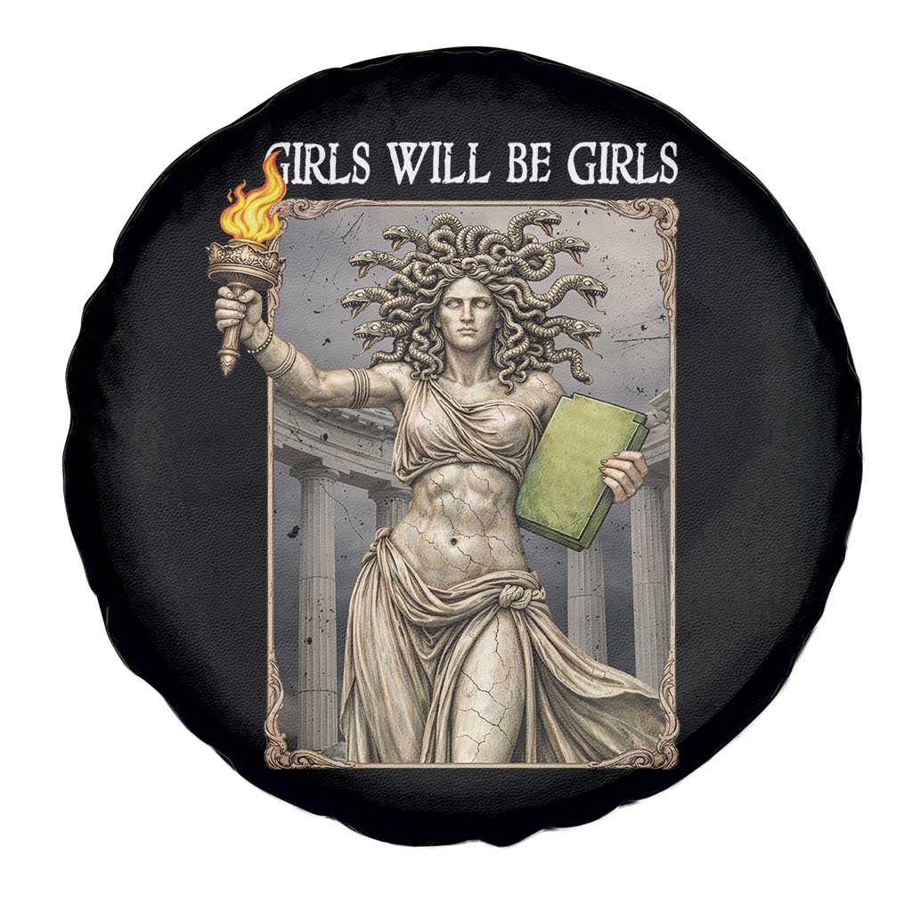 Funny Feminist Medusa Statue Of Liberty Spare Tire Cover Girls Will Be Girls TS12 Print Your Wear