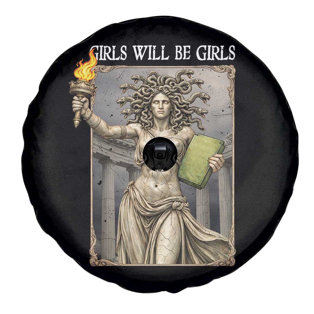 Funny Feminist Medusa Statue Of Liberty Spare Tire Cover Girls Will Be Girls TS12 Print Your Wear