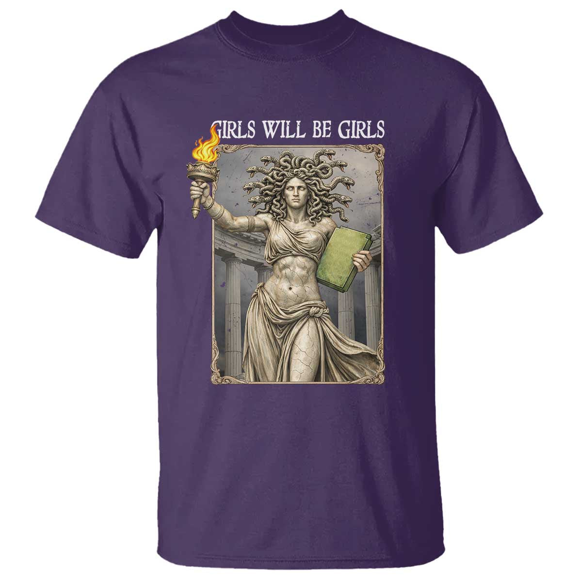 Funny Feminist Medusa Statue Of Liberty T Shirt Girls Will Be Girls TS12 Purple Print Your Wear