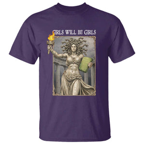 Funny Feminist Medusa Statue Of Liberty T Shirt Girls Will Be Girls TS12 Purple Print Your Wear