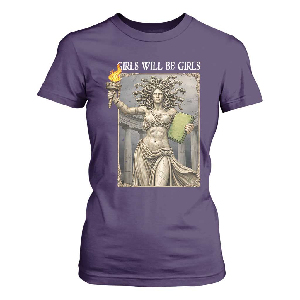 Funny Feminist Medusa Statue Of Liberty T Shirt For Women Girls Will Be Girls TS12 Purple Print Your Wear