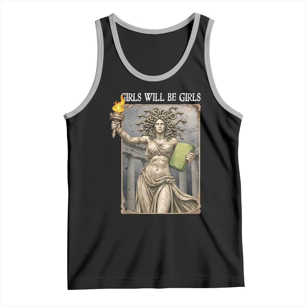 Funny Feminist Medusa Statue Of Liberty Tank Top Girls Will Be Girls TS12 Black Athletic Heather Print Your Wear