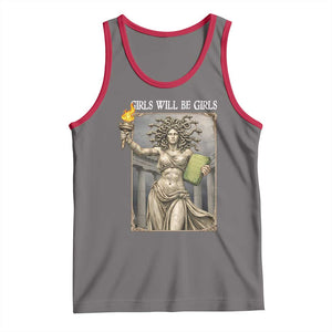 Funny Feminist Medusa Statue Of Liberty Tank Top Girls Will Be Girls TS12 Deep Heather Red Print Your Wear