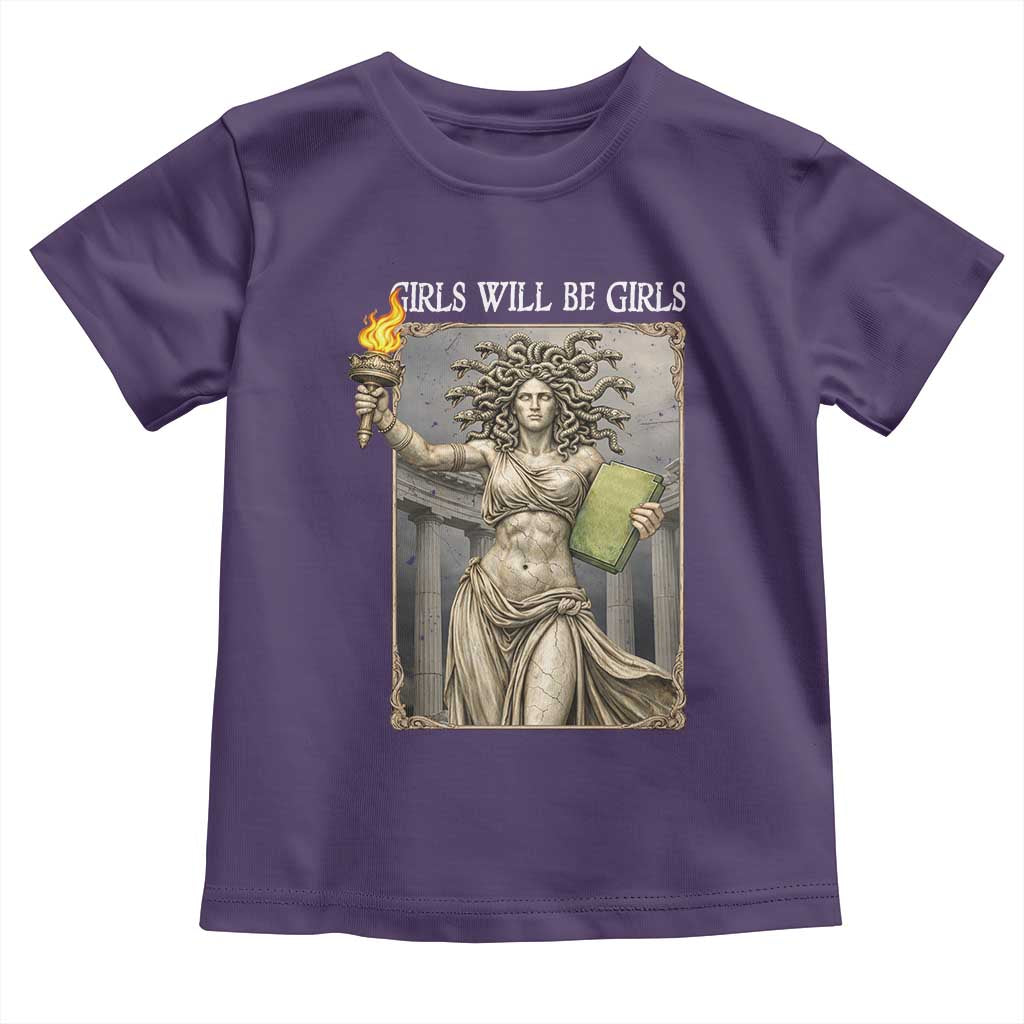 Funny Feminist Medusa Statue Of Liberty Toddler T Shirt Girls Will Be Girls TS12 Purple Print Your Wear