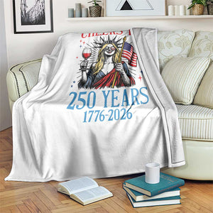 Funny Patriotic Statue Of Liberty Throw Blanket Cheers To 250 Years TS12 Print Your Wear
