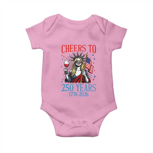 Funny Patriotic Statue Of Liberty Baby Onesie Cheers To 250 Years TS12 Light Pink Print Your Wear