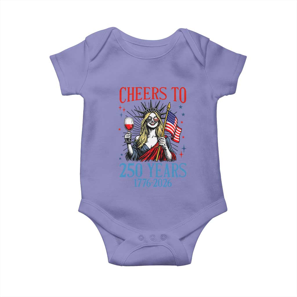 Funny Patriotic Statue Of Liberty Baby Onesie Cheers To 250 Years TS12 Violet Print Your Wear
