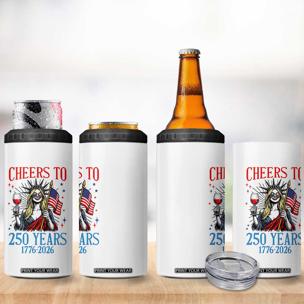 Funny Patriotic Statue Of Liberty 4 in 1 Can Cooler Tumbler Cheers To 250 Years TS12 Print Your Wear