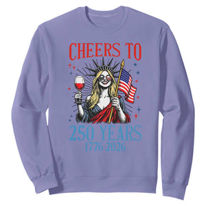 Funny Patriotic Statue Of Liberty Sweatshirt Cheers To 250 Years TS12 Violet Print Your Wear