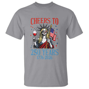 Funny Patriotic Statue Of Liberty T Shirt Cheers To 250 Years TS12 Sport Gray Print Your Wear