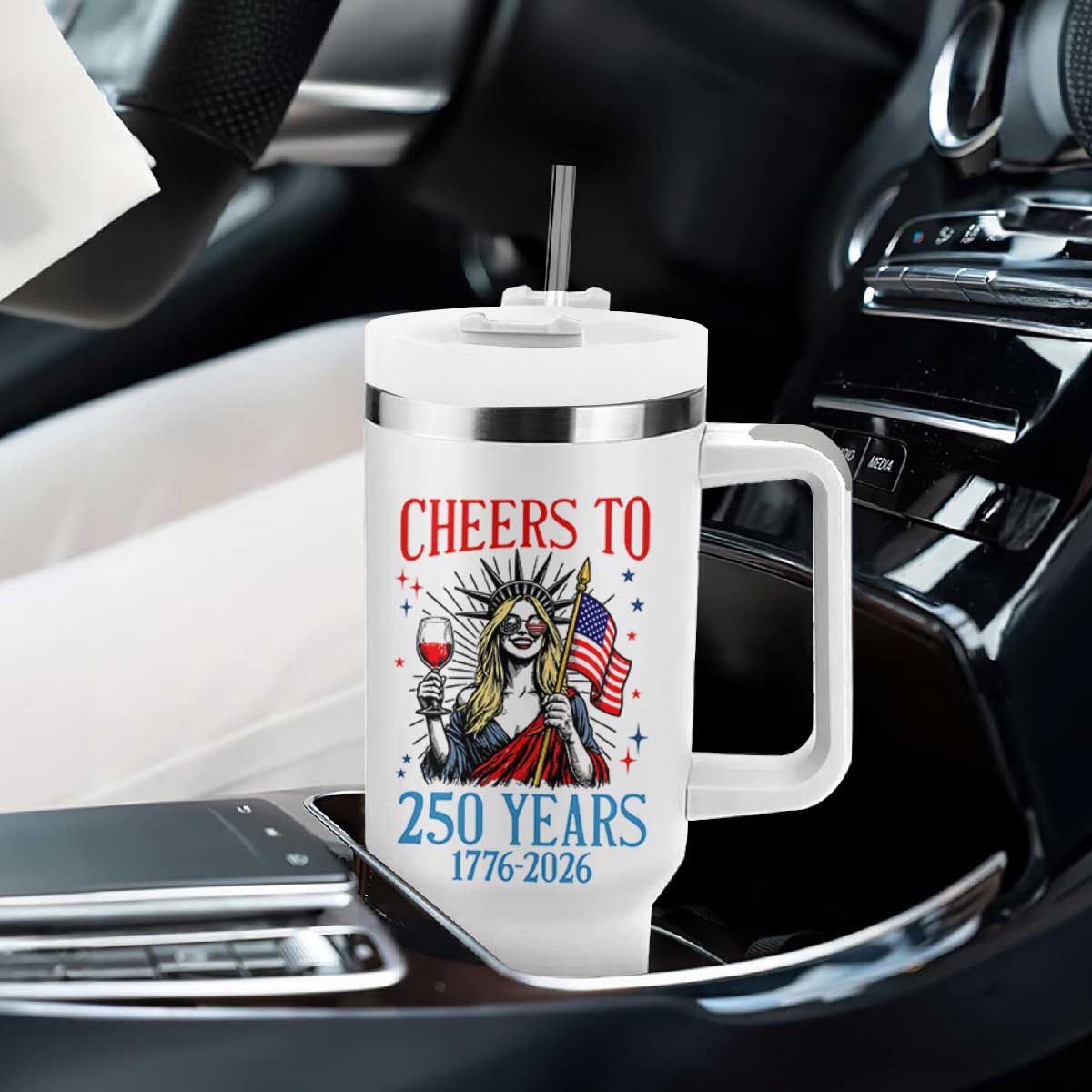 Funny Patriotic Statue Of Liberty Tumbler With Handle Cheers To 250 Years TS12 Print Your Wear
