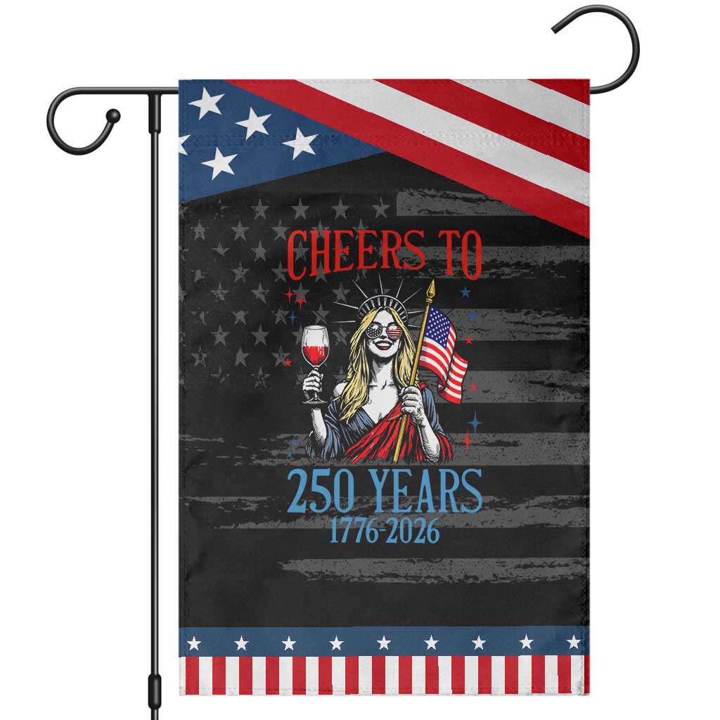 Funny Patriotic Statue Of Liberty Garden Flag Cheers To 250 Years TS12 Distressed Black Blue Print Your Wear