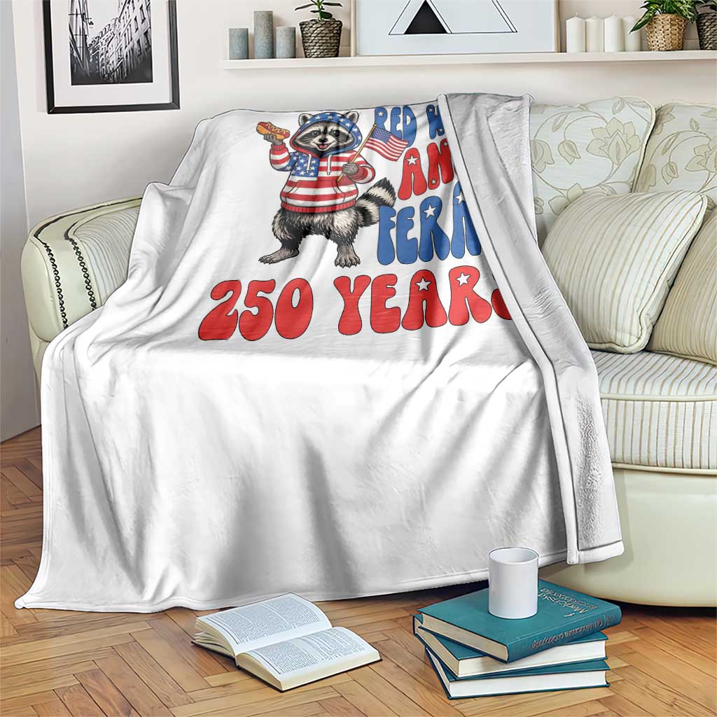 Funny Patriotic Raccoon Throw Blanket Red White And Feral 250 Years TS12 Print Your Wear