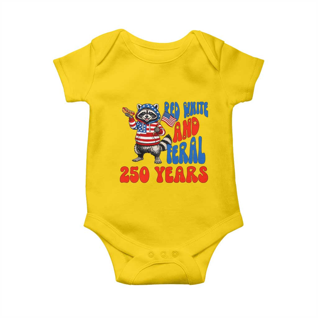 Funny Patriotic Raccoon Baby Onesie Red White And Feral 250 Years TS12 Daisy Print Your Wear
