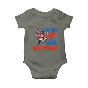 Funny Patriotic Raccoon Baby Onesie Red White And Feral 250 Years TS12 Military Green Print Your Wear