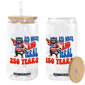 Funny Patriotic Raccoon Glass Can Red White And Feral 250 Years TS12 Print Your Wear