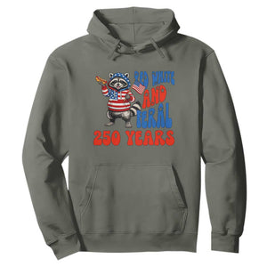 Funny Patriotic Raccoon Hoodie Red White And Feral 250 Years TS12 Military Green Print Your Wear