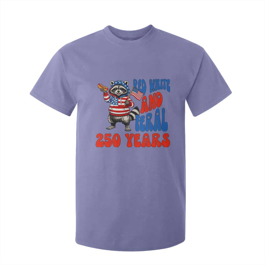 Funny Patriotic Raccoon T Shirt For Kid Red White And Feral 250 Years TS12 Violet Print Your Wear