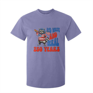 Funny Patriotic Raccoon T Shirt For Kid Red White And Feral 250 Years TS12 Violet Print Your Wear