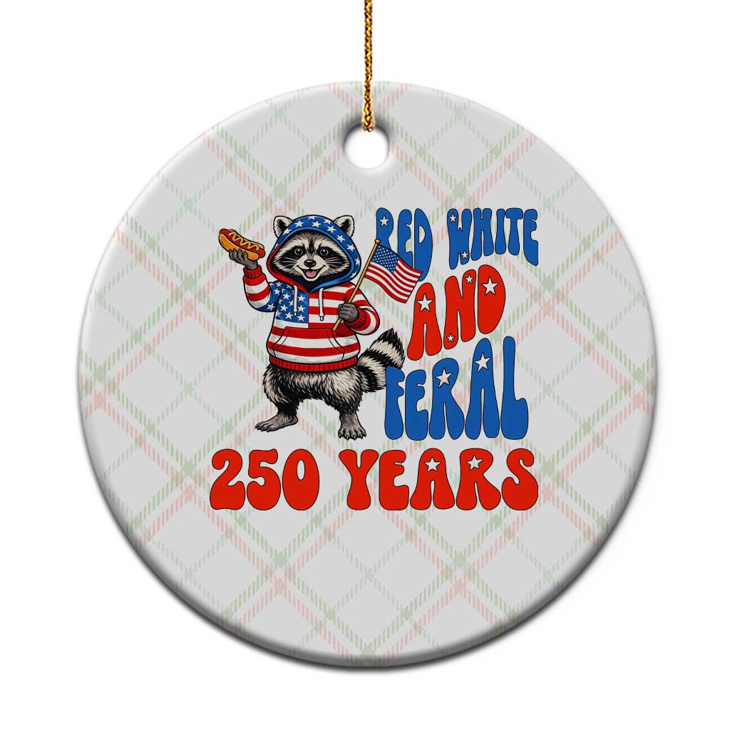 Funny Patriotic Raccoon Ceramic Ornament Red White And Feral 250 Years TS12 1pc Christmas Plaid Print Your Wear