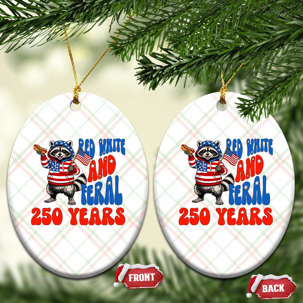Funny Patriotic Raccoon Ceramic Ornament Red White And Feral 250 Years TS12 Print Your Wear