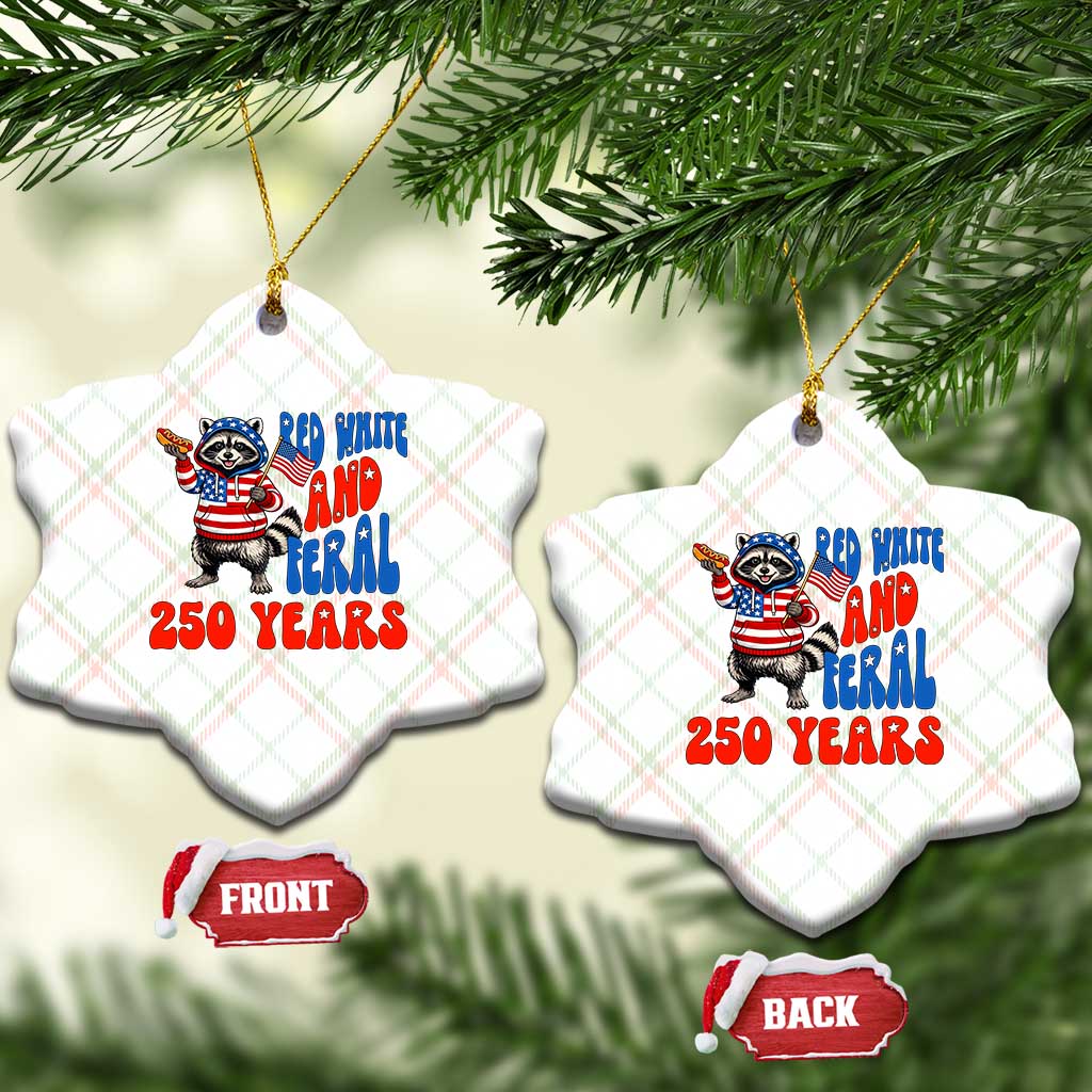Funny Patriotic Raccoon Ceramic Ornament Red White And Feral 250 Years TS12 Print Your Wear