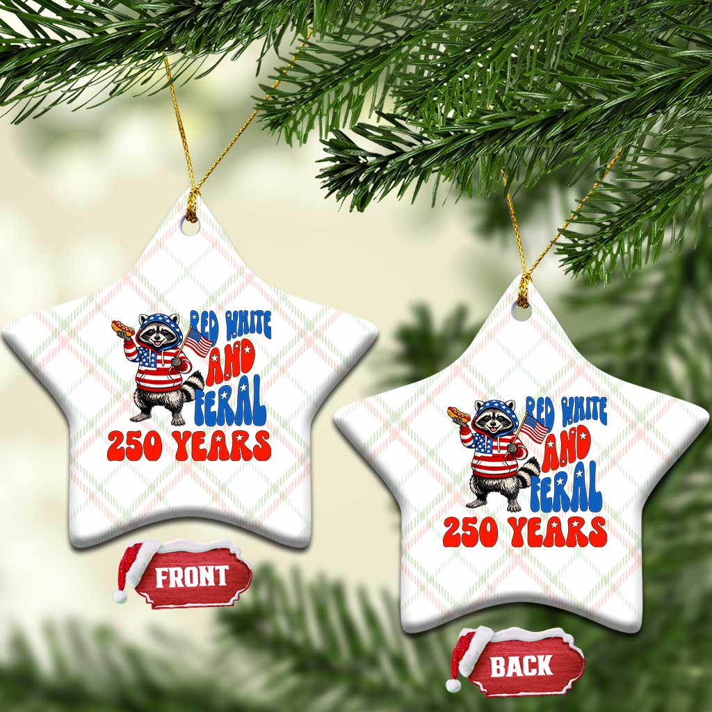 Funny Patriotic Raccoon Ceramic Ornament Red White And Feral 250 Years TS12 Print Your Wear