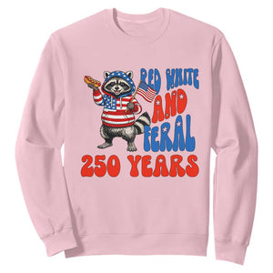 Funny Patriotic Raccoon Sweatshirt Red White And Feral 250 Years TS12 Light Pink Print Your Wear
