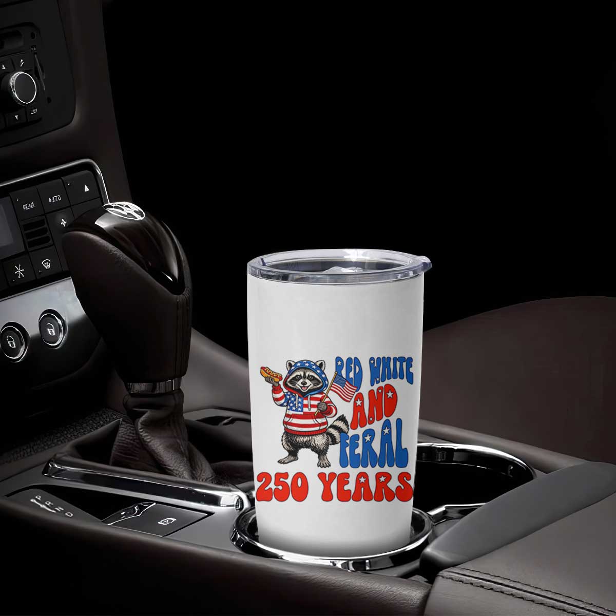 Funny Patriotic Raccoon Tumbler Cup Red White And Feral 250 Years TS12 Print Your Wear