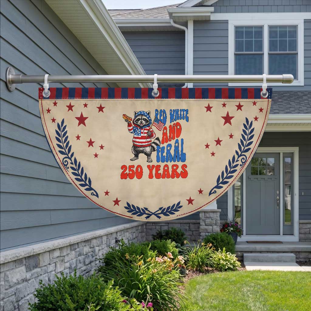 Funny Raccoon Lover Patriotic Fan Flag Red White And Feral 250 Years