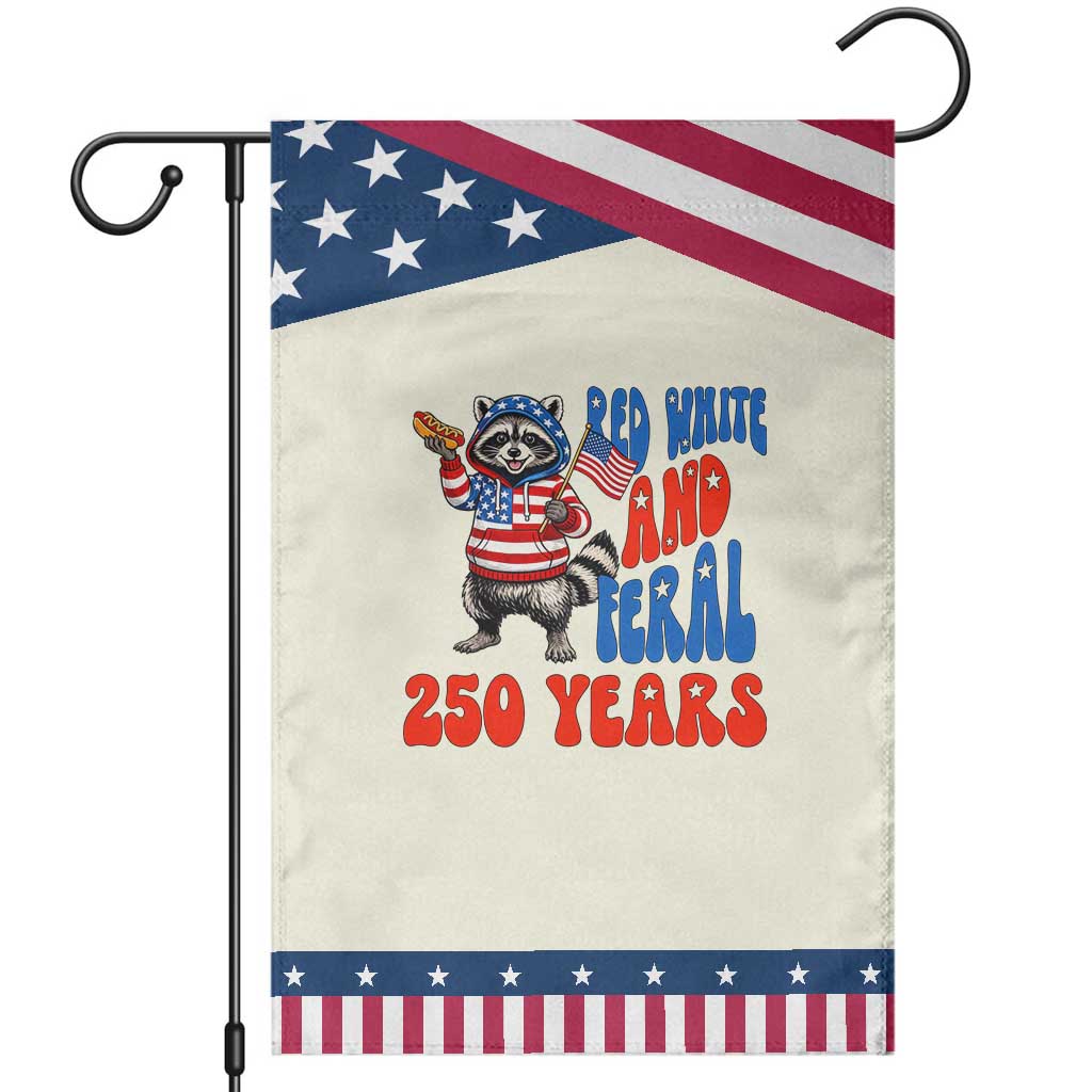Funny Patriotic Raccoon Garden Flag Red White And Feral 250 Years TS12 Modern Beige Blue Print Your Wear