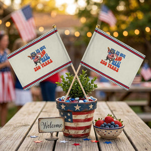 Funny Patriotic Raccoon Patriotic Handheld Flag Red White And Feral 250 Years TS12 Modern 8.2" × 5.5" Beige Red Print Your Wear