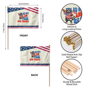 Funny Patriotic Raccoon Patriotic Handheld Flag Red White And Feral 250 Years TS12 Print Your Wear