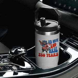 Funny Patriotic Raccoon Flip Straw Tumbler Red White And Feral 250 Years TS12 Print Your Wear