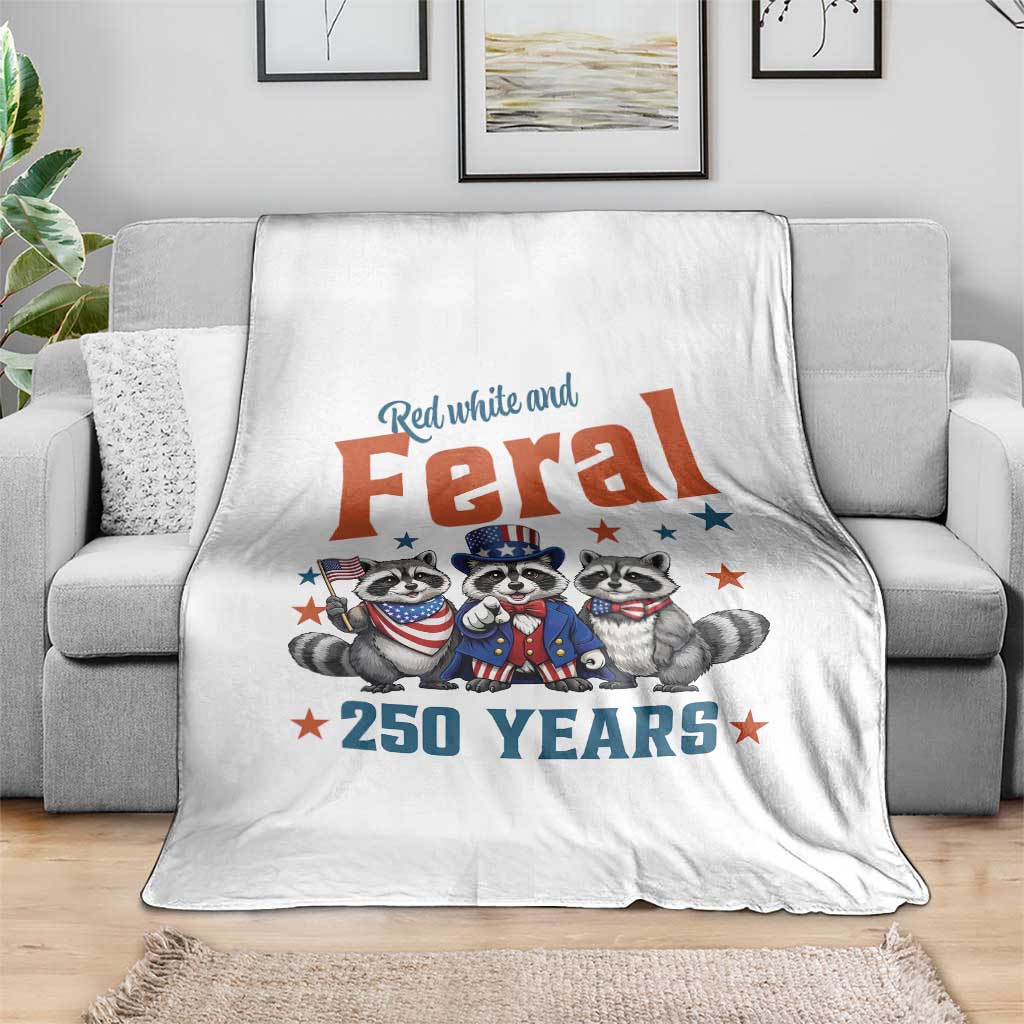 Funny Raccoon Red White And Feral America 250 Throw Blanket TS12 Print Your Wear