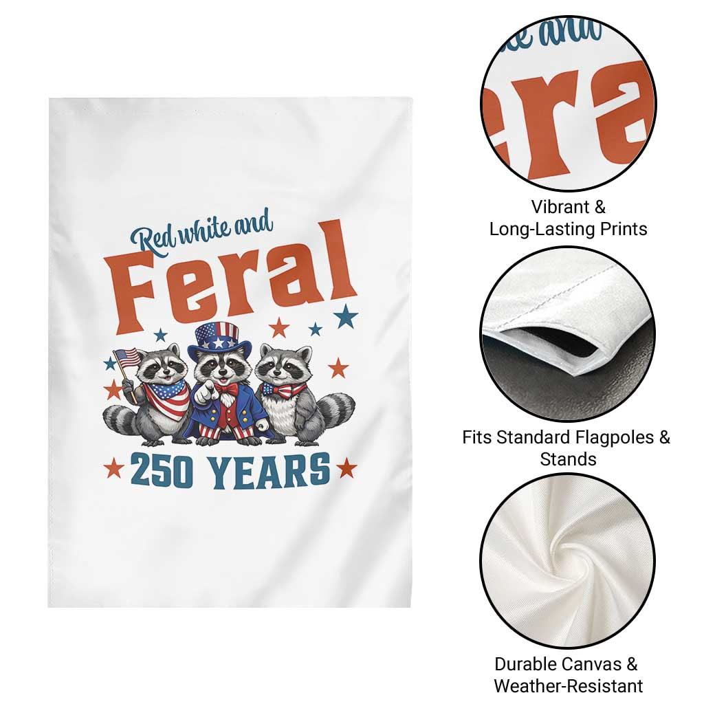 Funny Raccoon Red White And Feral America 250 Garden Flag TS12 Print Your Wear