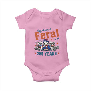 Funny Raccoon Red White And Feral America 250 Baby Onesie TS12 Light Pink Print Your Wear