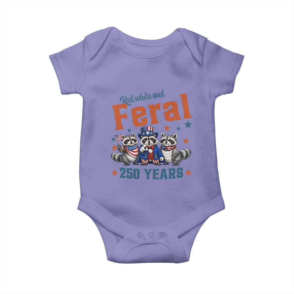 Funny Raccoon Red White And Feral America 250 Baby Onesie TS12 Violet Print Your Wear
