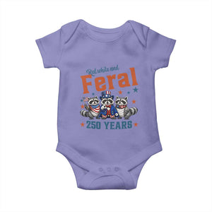 Funny Raccoon Red White And Feral America 250 Baby Onesie TS12 Violet Print Your Wear
