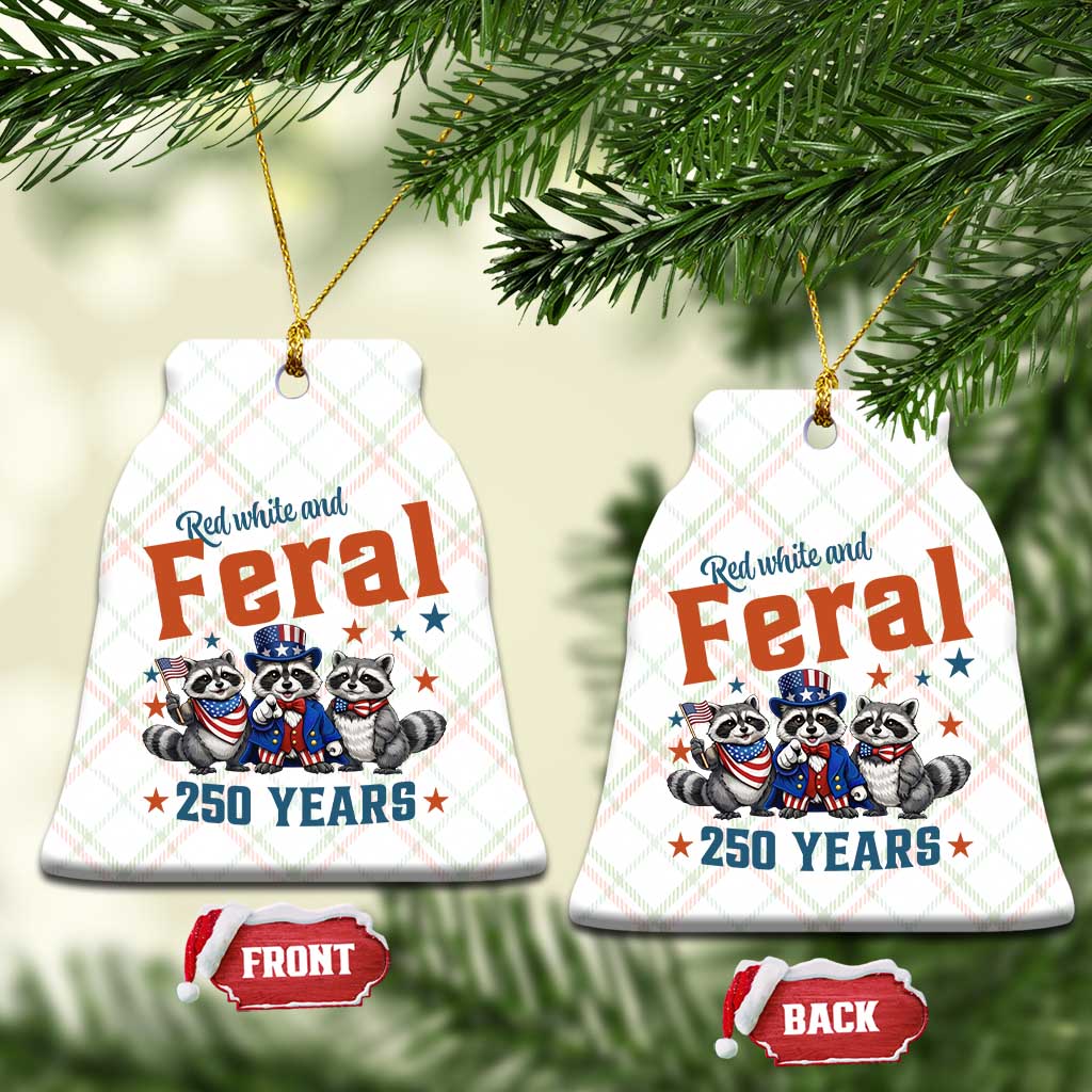 Funny Raccoon Red White And Feral USA 250 Anniversary Ceramic Ornament TS12 Print Your Wear