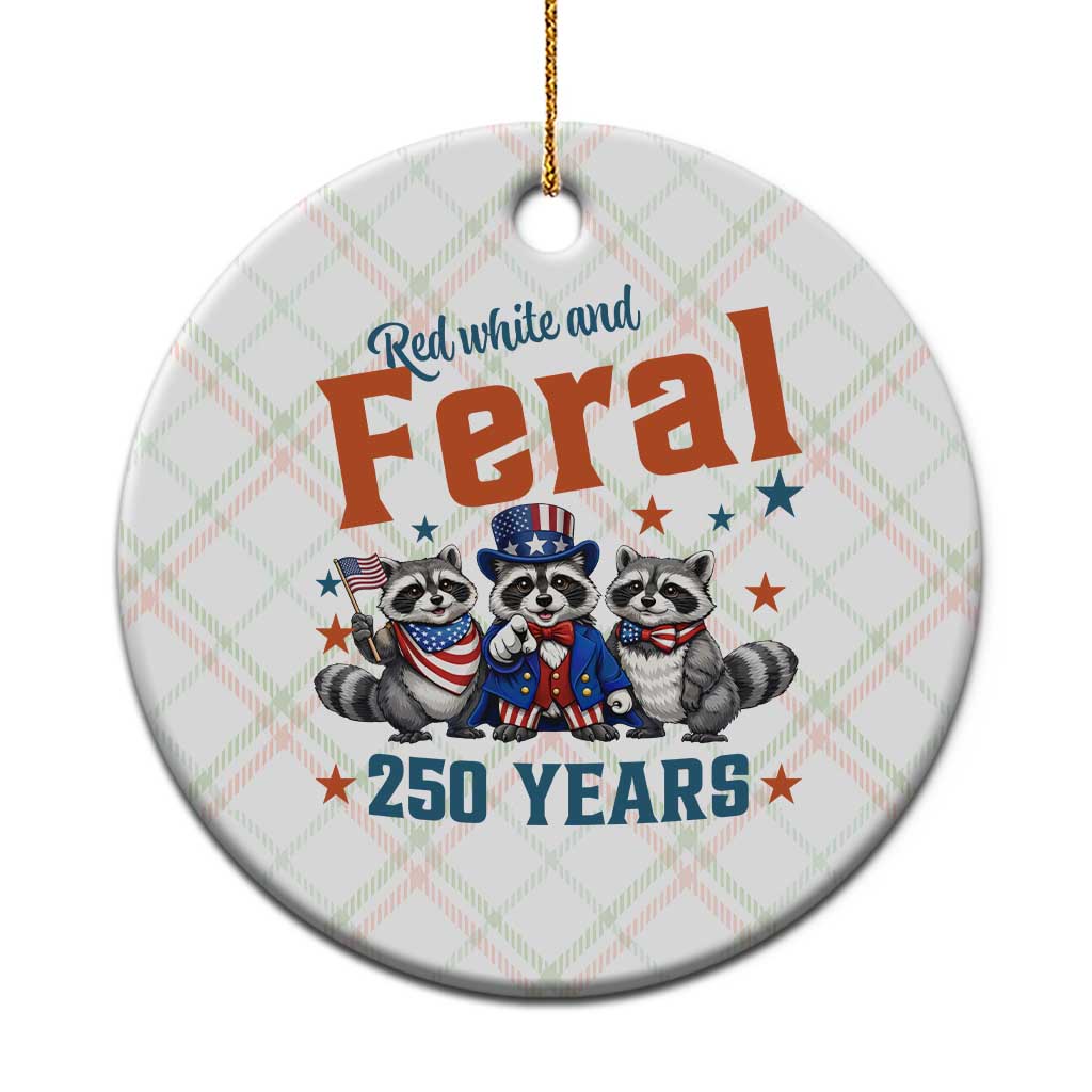 Funny Raccoon Red White And Feral USA 250 Anniversary Ceramic Ornament TS12 1pc Christmas Plaid Print Your Wear