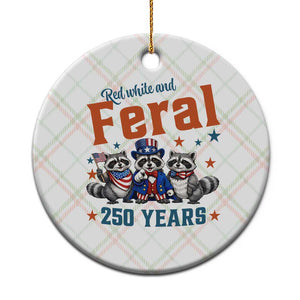 Funny Raccoon Red White And Feral USA 250 Anniversary Ceramic Ornament TS12 1pc Christmas Plaid Print Your Wear