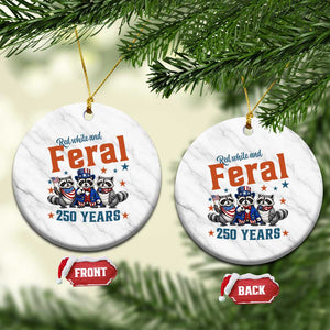 Funny Raccoon Red White And Feral USA 250 Anniversary Ceramic Ornament TS12 1pc White Marble Print Your Wear