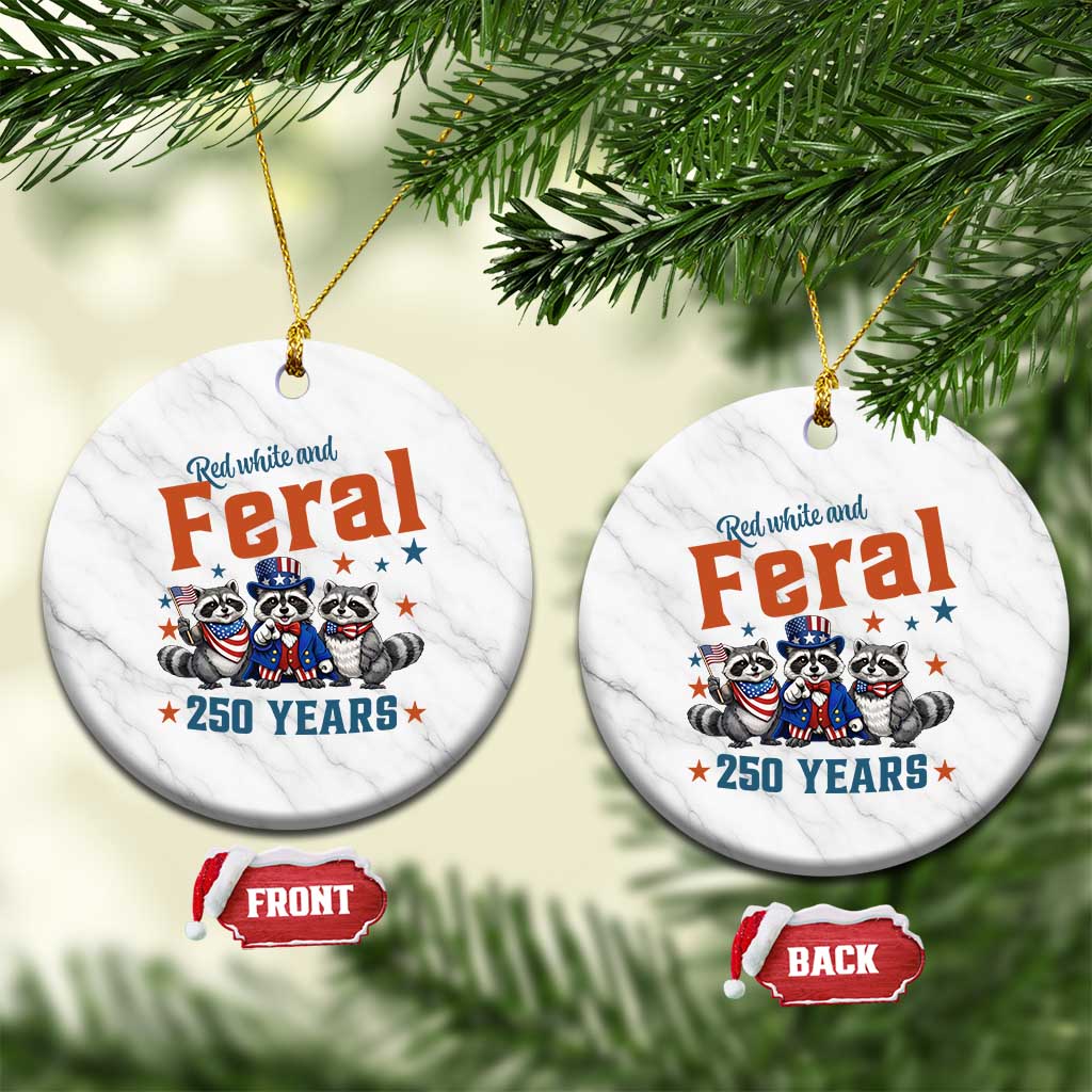 Funny Raccoon Red White And Feral America 250 Ceramic Ornament TS12 1pc White Marble Print Your Wear