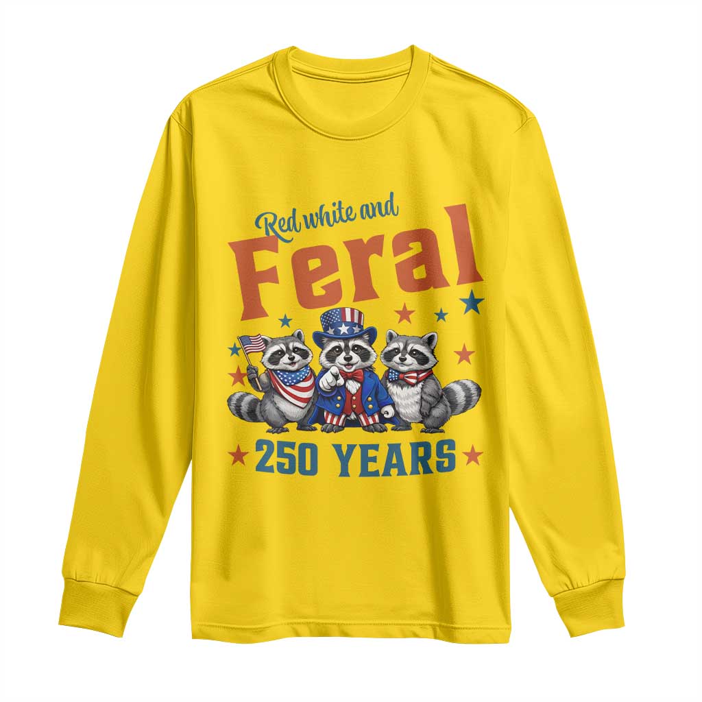 Funny Raccoon Red White And Feral USA 250 Anniversary Long Sleeve Shirt TS12 Daisy Print Your Wear