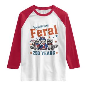 Funny Raccoon Red White And Feral USA 250 Anniversary Raglan Shirt TS12 White Red Print Your Wear
